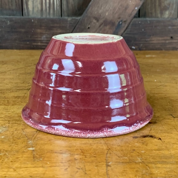Vtg Western Stoneware Burgundy Ringed Bowl - Picture 5 of 7